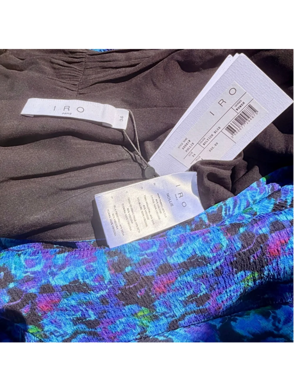 IRO Nollie Dress Blue Purple Floral Long Sleeve Maxi Size 34 US 2 4 XS Small NWT